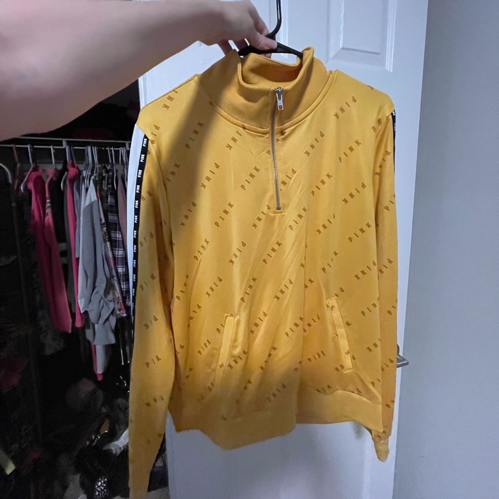 Victoria secret PINK half zip yellow pullover WORN ONCE